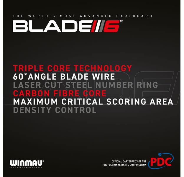 Winmau - Blade 6 Triple Core Carbon - PDC Dartboard, 10 image