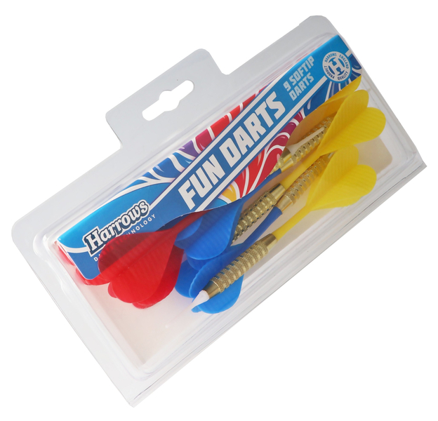 Fun Darts, 9 Softtip-Dartpfeile in rot gelb blau, 2 image