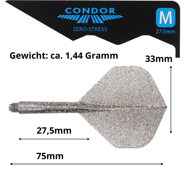 Condor Dartflight Zero Stress Glitter, Standard Gr. M, medium, Smoke Silver, 27,5mm, 6 image