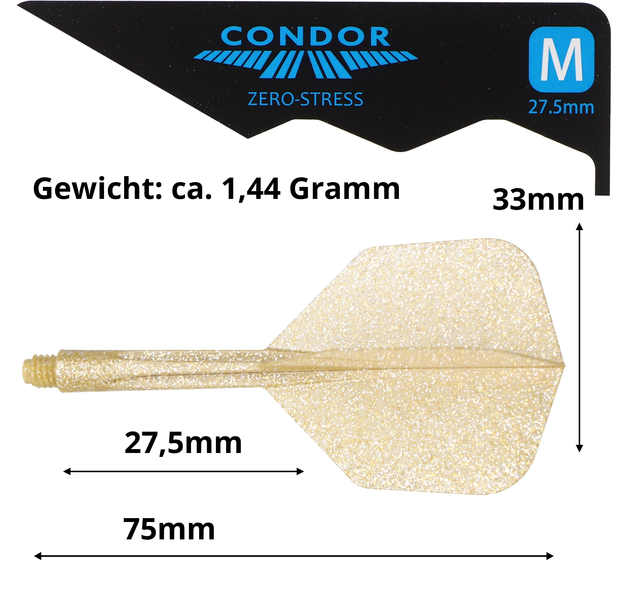 Condor Dartflight Zero Stress Glitter, Standard Gr. M, medium, Gold, 27,5mm, 8 image