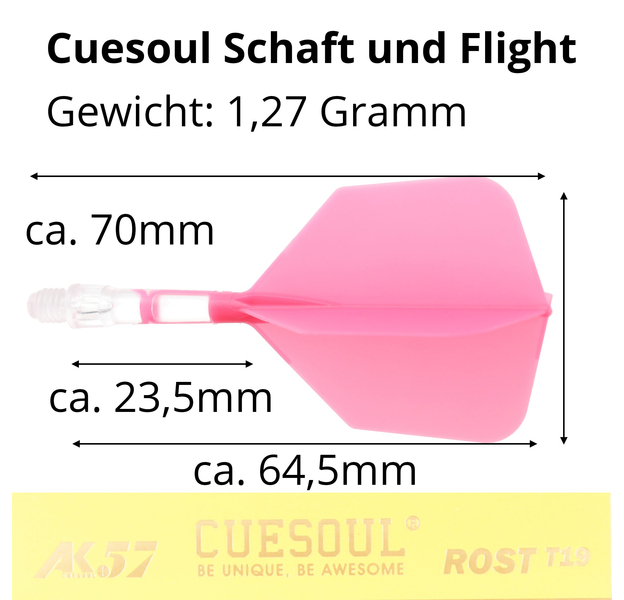 Cuesoul integrierte Dart Flights AK7, Standard S, pink transparent, 8 image