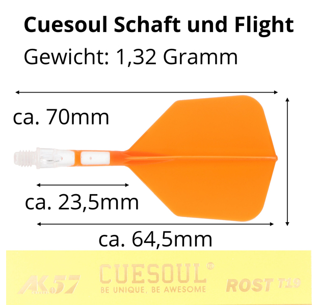 Cuesoul integrierte Dart Flights AK7, Standard S, Orange Transparent, 6 image