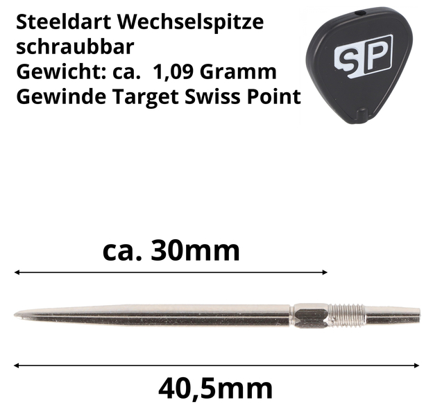 Target Swiss Steeldart-Spitzen smooth silber, 30mm, 6 image