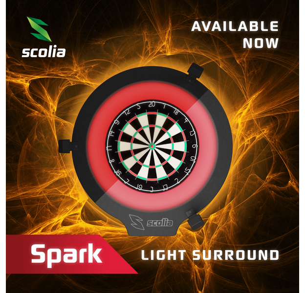Scolia Home Spark Bundle | mit Kamera, Beleuchtung & Surround | Steeldart-Autoscoring-System, Surround Farbe: Rot, 9 image