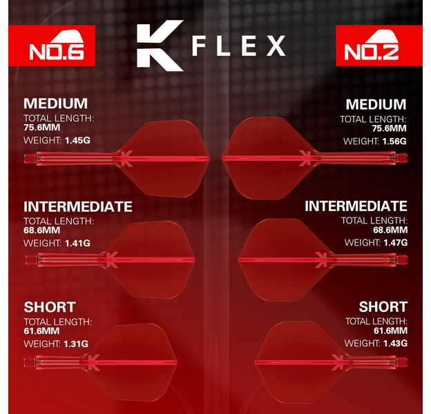 Target K-Flex Flight / Shaft System NO2 - Rot, Farbe: Rot, Shaft Länge: Short, 2 image