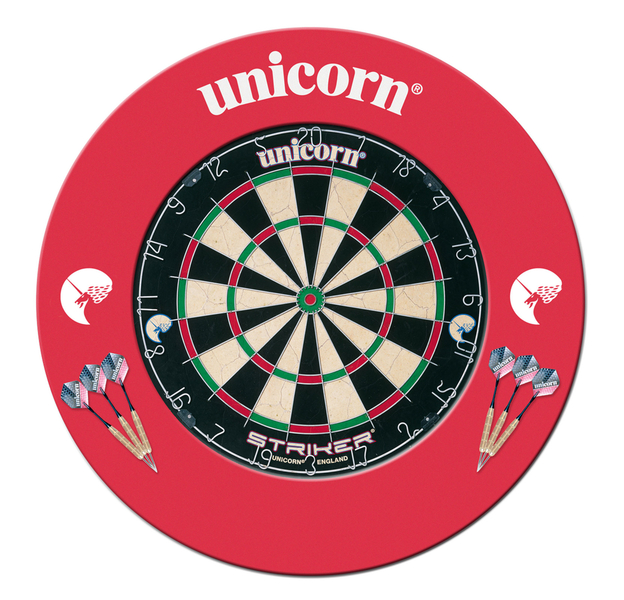 Unicorn BUNDLE "Striker" Dartboard + Surround "Center" + Steeldarts