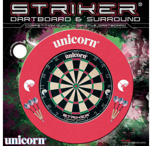 Unicorn BUNDLE "Striker" Dartboard + Surround "Center" + Steeldarts, 2 image