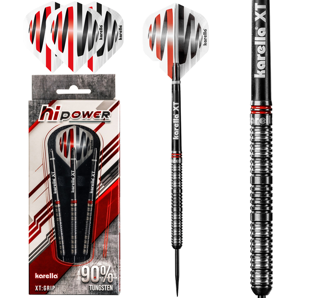 Karella Steeldarts "HiPower" schwarz, 90% Tungsten, Gewicht: 22