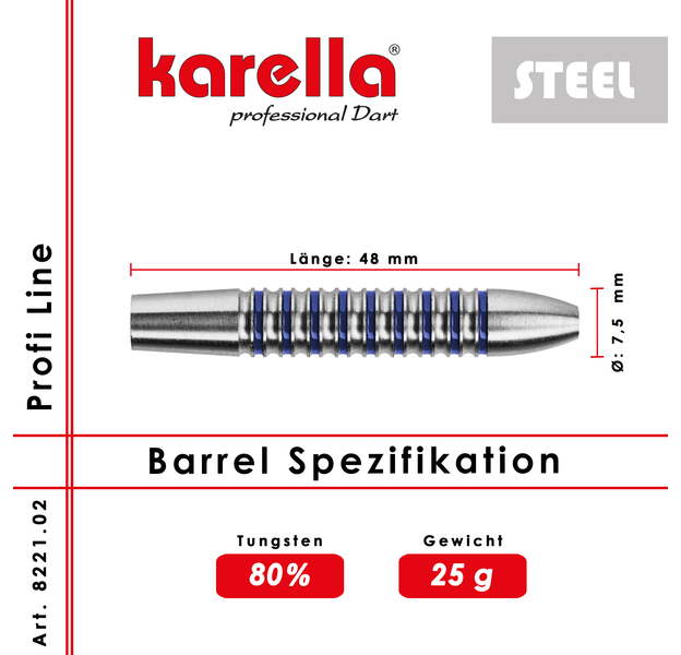 Karella Steeldart Barrels "Profi Line PL-02" 80% Tungsten 25 g, 2 image