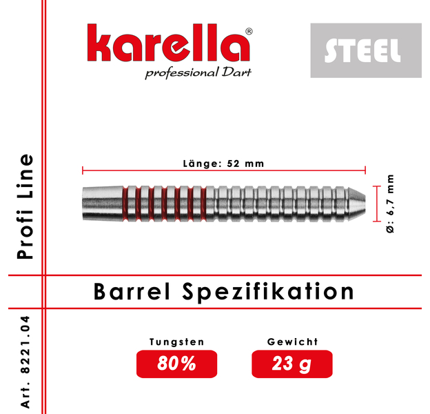 Karella Steeldart Barrels "Profi Line PL-04" 80% Tungsten 23 g, 2 image