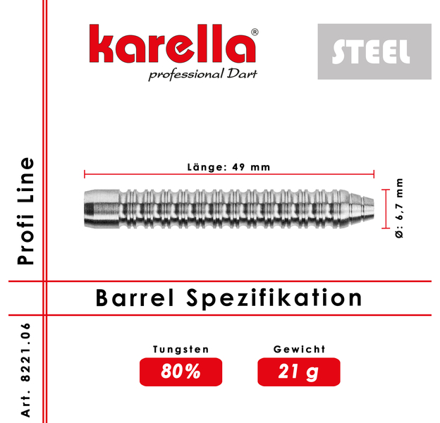 Karella Steeldart Barrels "Profi Line PL-06" 80% Tungsten 21 g, 2 image