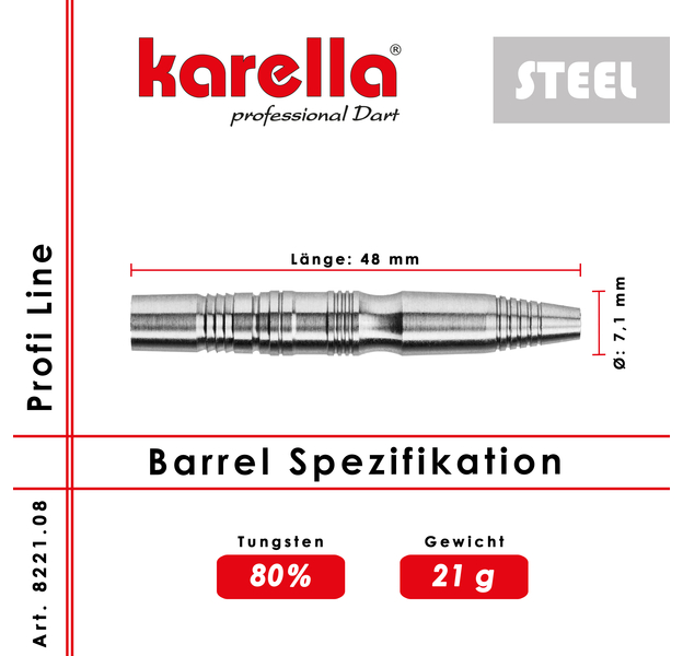 Steelbarrel Karella Profi Line PL-08 80% Tungsten 21 g, 2 image