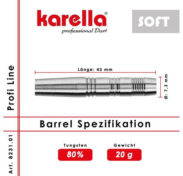 Karrela Softdart Barrel" Profi Line PLS-01" 80% Tungsten 20 g, 2 image