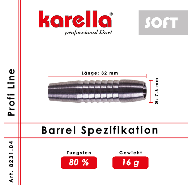 Karella Softdart Barrel "Profi Line PLS-04" 80% Tungsten 16 g, 2 image
