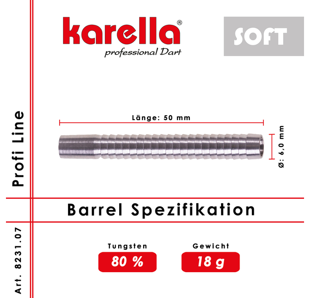 Karella Softdart Barrel "Profi Line PLS-07" 80% Tungsten 18 g, 2 image