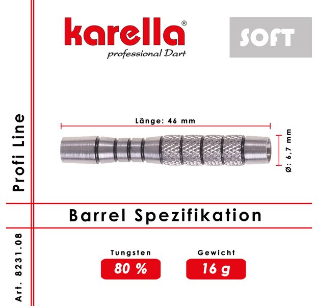 Karella Softdart Barrel "Profi Line PLS-08"  80% Tungsten 16 g, 2 image