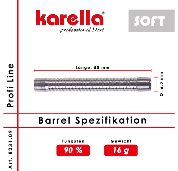 Karella Softdart Barrel "Profi Line PLS-09" 90% Tungsten 16 g, 2 image