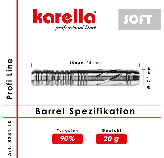 Karella Softdart Barrel "Profi Line  PLS-10" 90% Tungsten 20 g, 2 image