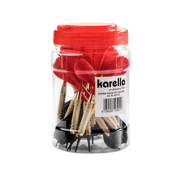 Karella Softdarts PVC 24 Stk. Rot und Schwarz in Aufbewahrungsdose