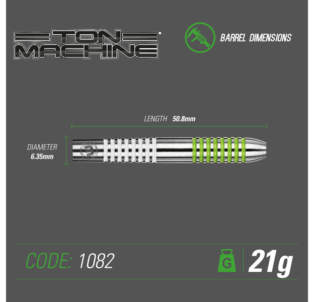 Winmau "Ton Maschine green/white" Steeldarts, Gewicht: 21, 4 image