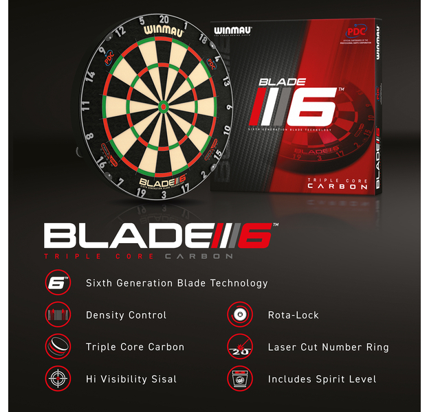 Winmau "Blade 6 Triple Core Carbon PDC" Steeldartboard, 7 image