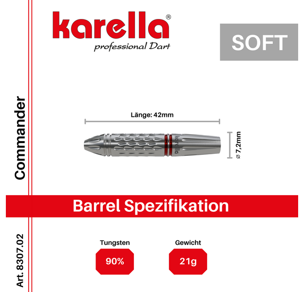 Karella Commander, silber, 90% Tungsten, Softdarts, Gewicht: 19, 7 image