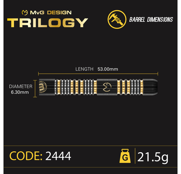 Winmau "MvG Michael van Gerwen Trilogy" Steeldarts, Gewicht: 21,5, 3 image