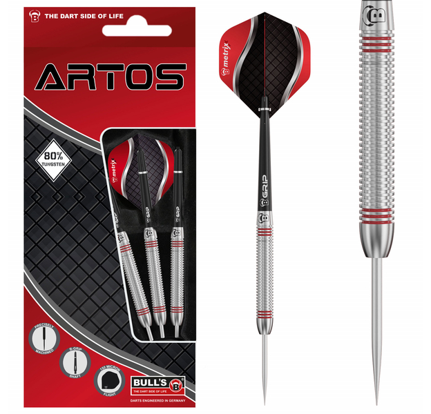BULL'S Artos AR3 Steeldarts, Red 80% Tungsten, Gewicht: 24