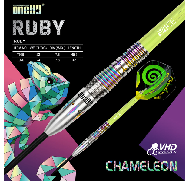 One80 - Chameleon Ruby - Steeldarts, Gewicht: 24, 8 image