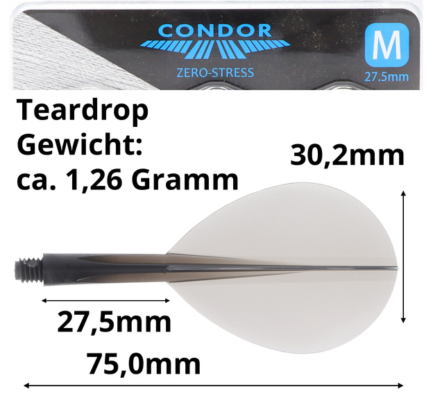 Dartflight Zero Stress, Teardrop M, schwarz transparent, 27,5mm, 6 image