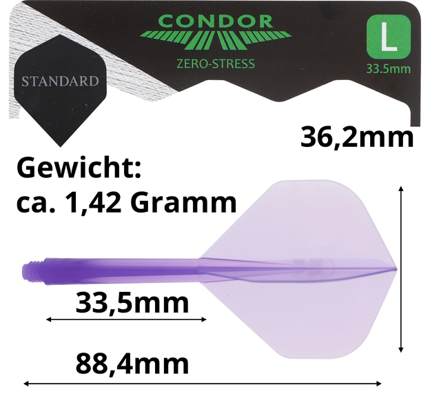 Condor Dartflight Zero Stress Standard L, Gr. L, lila, 33,5mm, 3 Stück, 6 image