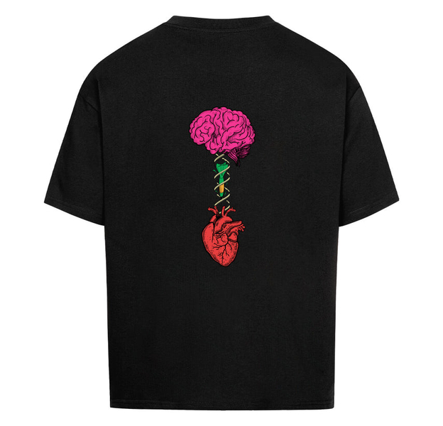 BRAIN-DART-HEART | Oversized Shirt, Farbe: Schwarz, Größe: XL