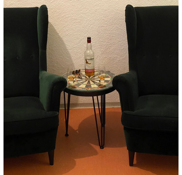 Beistelltisch/Couchtisch mit Dartscheibe "Neutral" Handmade, 6 image